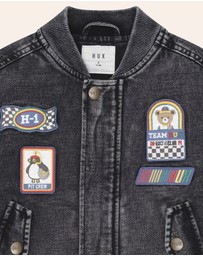 Huxbaby - Knit Denim Patches Jacket - Babies-Kids