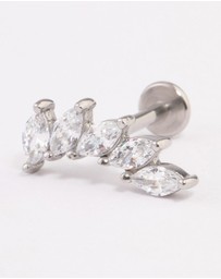 Lovisa - Surgical Steel Cubic Zirconia Leaf Single Threadless Flat Back Stud