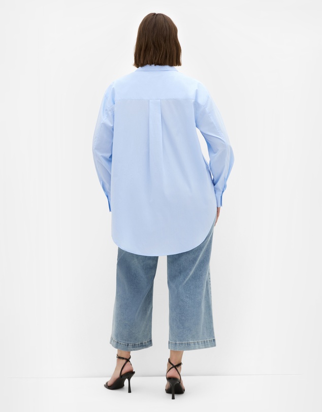 City Chic - Plus size Chiara Cotton Longline Shirt - ice blue