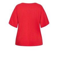 City Chic - Plus size Oversized Rose Print Tee - red