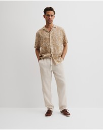 Country Road - Tencel Linen Palm Print Short Sleeve Shirt