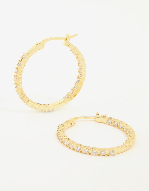 Lovisa - Gold Plated Cubic Zirconia Skinny Large Hoop Earrings