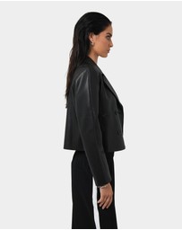 Forcast - Kim Cropped PU Leather Jacket