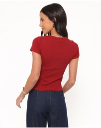 Petal & Pup - Tylarah Short Sleeve Cardigan Top - Red