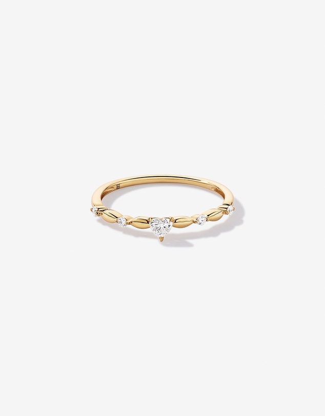 Michael Hill - 0.15TW Heart and Round Brilliant Laboratory-Grown Diamond Promise Ring in 10kt Yellow Gold