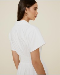 The Fated - Shirred Drop Waist Collared Dress