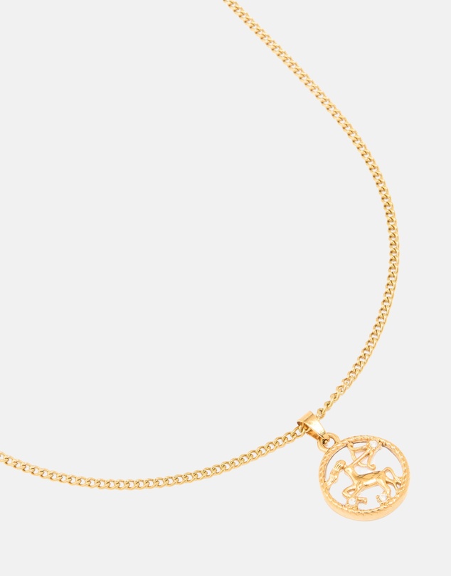 Lovisa - Waterproof Gold Plated Stainless Steel Sagittarius Circle  Zodiac Sign Necklace