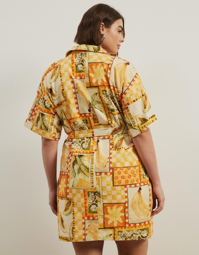 Atmos&Here Curvy - Britt Linen Blend Belted Mini Dress