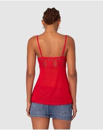 EDIKTED - Mimosa Sheer Lace Long Tank Top