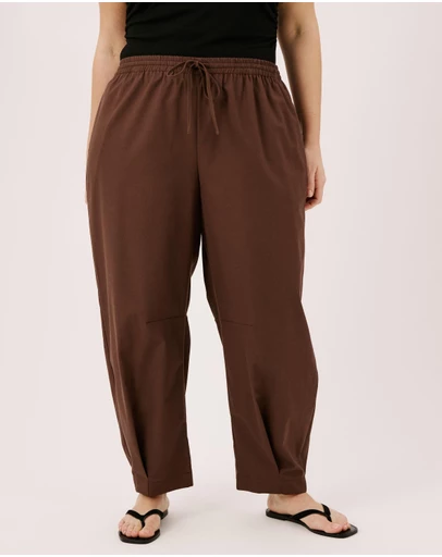 Atmos&Here Curvy - Clara Linen Blend Barrel Leg Pants