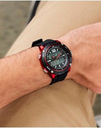 Maxum - CONQUEST Black and Red Analogue and Digital Watch