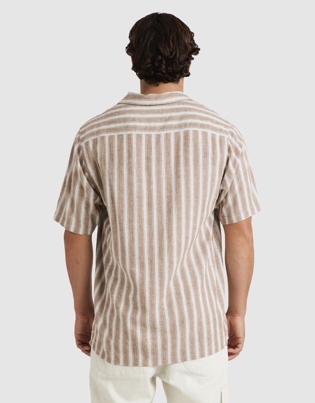 RVCA - Mens Beat Stripe Vintage Short Sleeve Shirt