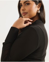 Atmos&Here Curvy - Willa Long Sleeve Mesh Shirt