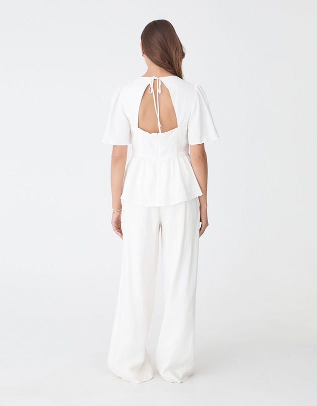 Forcast - Jade Linen Peplum Top