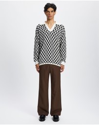 Scotch & Soda - Textured Jacquard Dropped Shoulder Long Sleeve Polo