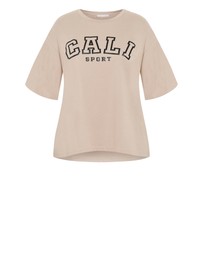 City Chic - Plus size Laid Back Cali Tee - stone