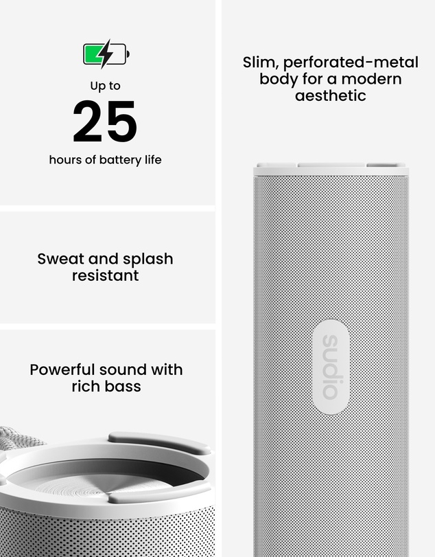 Sudio - F4 - Wireless Portable Waterproof Bluetooth Speaker, Rich Bass