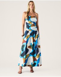 MOS The Label - Celestia Print Strapless Dress