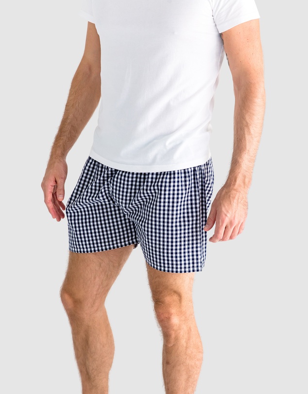Sant And Abel - Men's Hepburn Gingham Navy Boxer Shorts