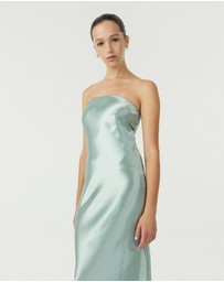 Third Form - Satin Tie Back Strapless Maxi Dress
