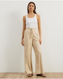 Atmos&Here - Dusk Tie Waist Linen Blend Pants