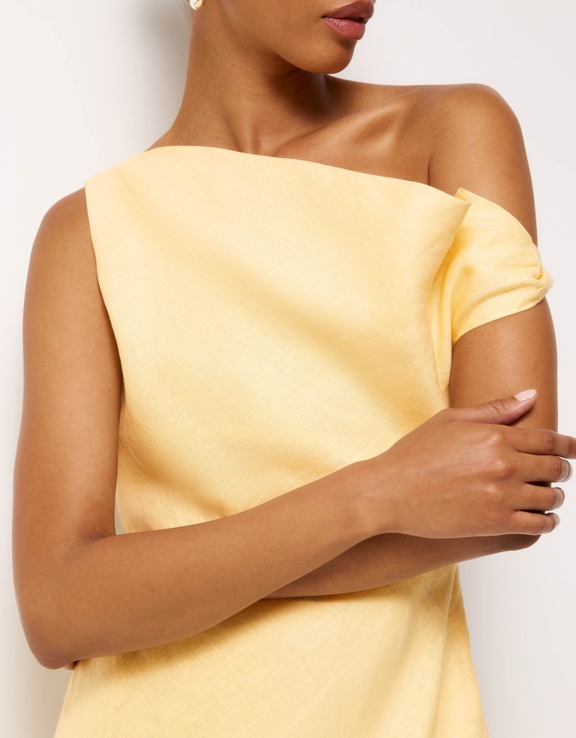 AERE - Fia Linen Draped Off Shoulder Maxi Dress