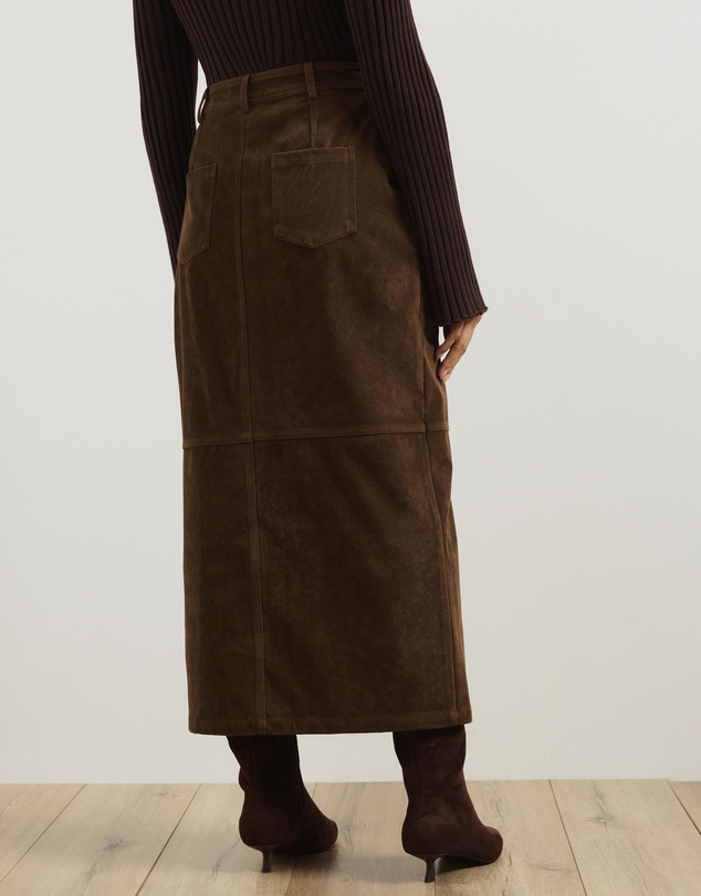 Atmos&Here - Sylvette Faux Suede Midi Skirt