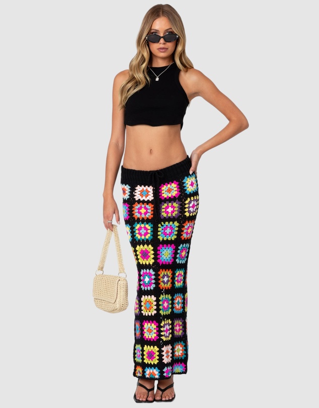 EDIKTED - Patchwork Crochet Maxi Skirt