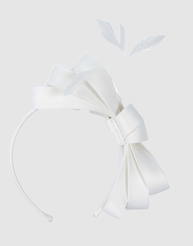 Max Alexander - Large White Satin Bow Racing Fascinator