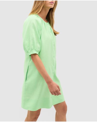 Linen Gathered Mini Dress by Seed Heritage Online | THE ICONIC | Australia