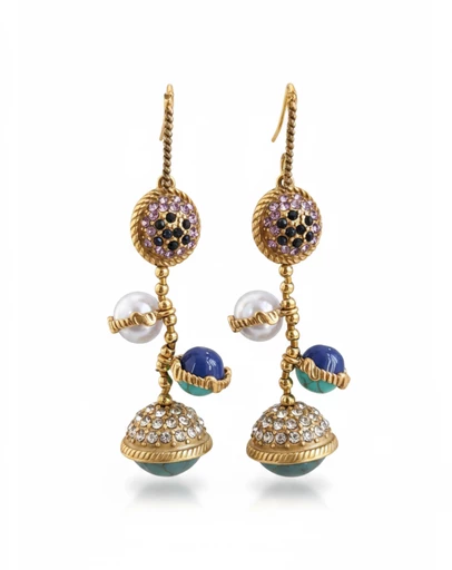 Mossée - Aeliana Gold Crystal Tassel Earrings