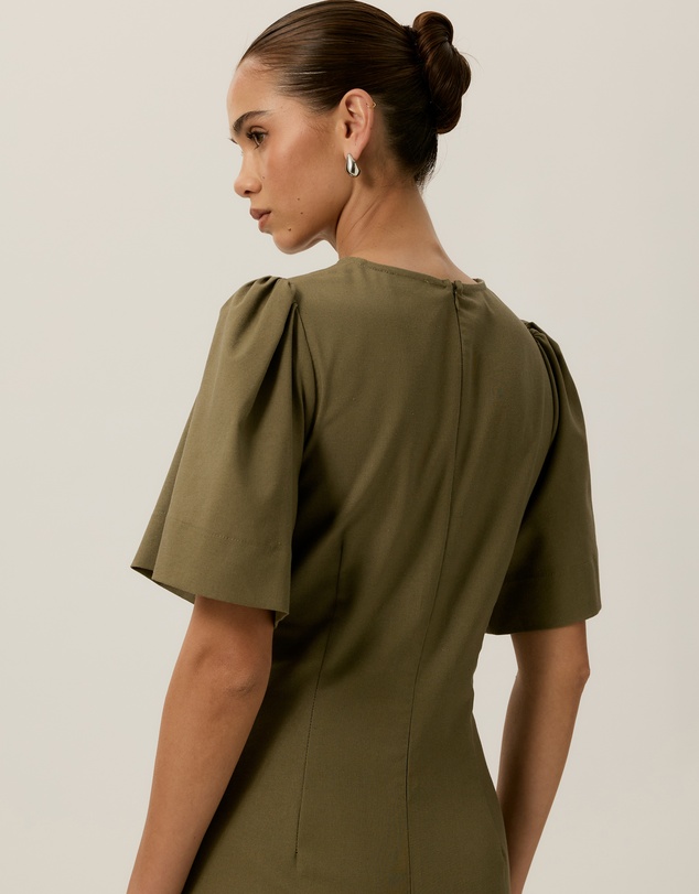 Tussah - Zoe Pintuck Detail Flutter Sleeve Midi Dress