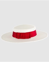 Max Alexander - White and Red Boater Hat