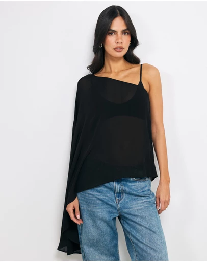 AERE - Mila One Shoulder Asymmetric Blouse