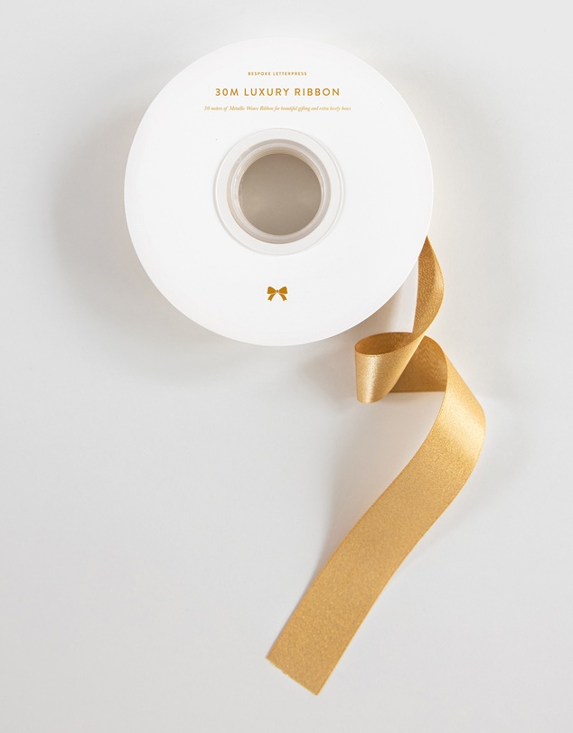 Bespoke Letterpress - Shimmer Satin Ribbon - Gold - 30 Meters