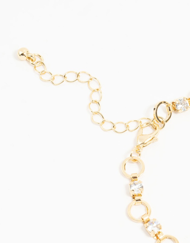 Lovisa - Gold Plated Brass Alternating Cubic Zirconia Round Link Bracelet