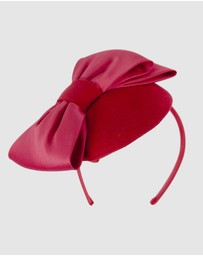 Max Alexander - Felt Red Winter Pillbox Fascinator with Bow