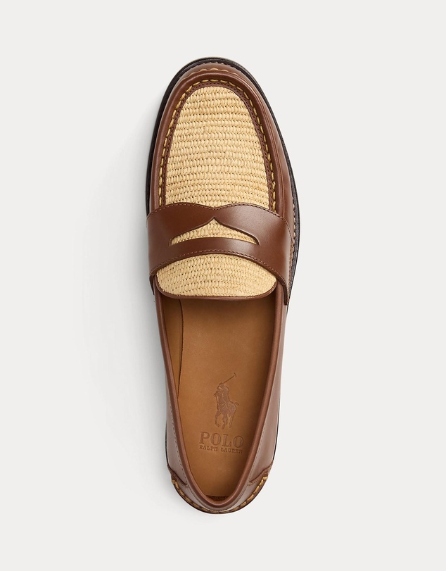 Polo Ralph Lauren - Alston Raffia-Trim Leather Penny Loafers - Men's