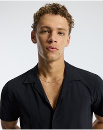 Calibre - Self Stripe Cuban Collar Shirt Black