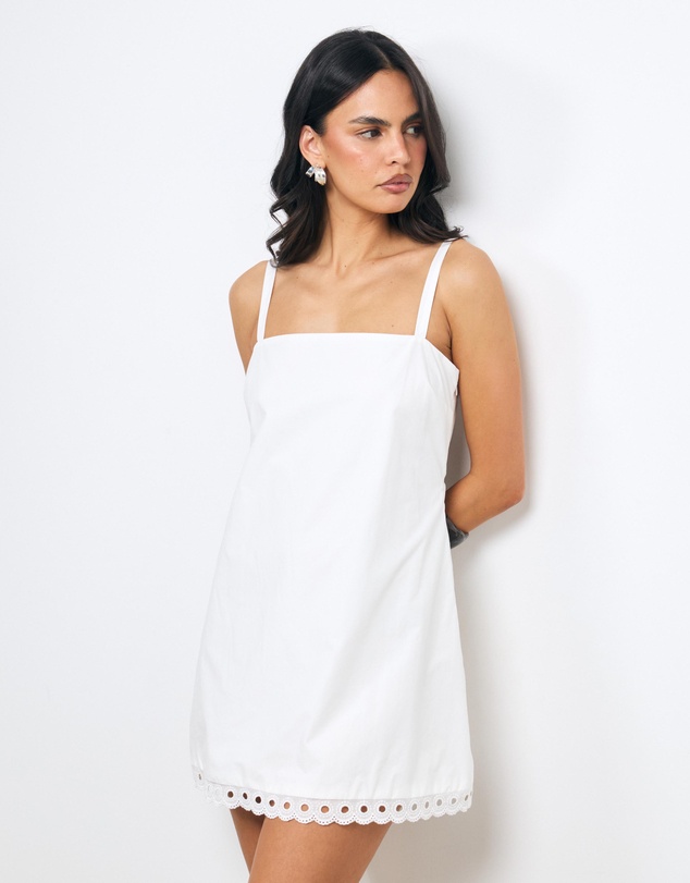 AERE - Eleni Cotton Trim Mini Dress