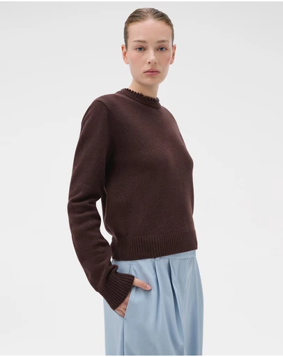 Oroton - Embellished Rib Knit Crew Jumper