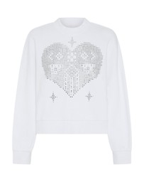 ONE TEASPOON - Studded Heart Cropped Sweater - White