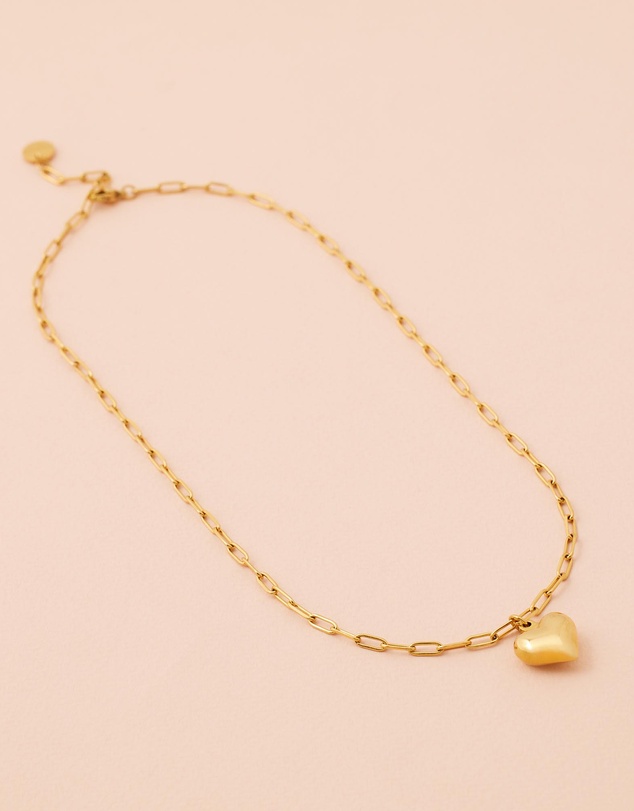 Carly Paiker - Amore Small Puffy Heart Paperclip Chain Pendant