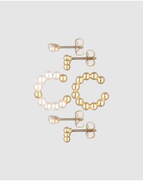 Elli Jewelry - Earrings Set Earcuff Beads Brass Collection