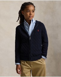 Polo Ralph Lauren - Cable Cotton Hooded Full-Zip Sweater - ICONIC EXCLUSIVE - Teens