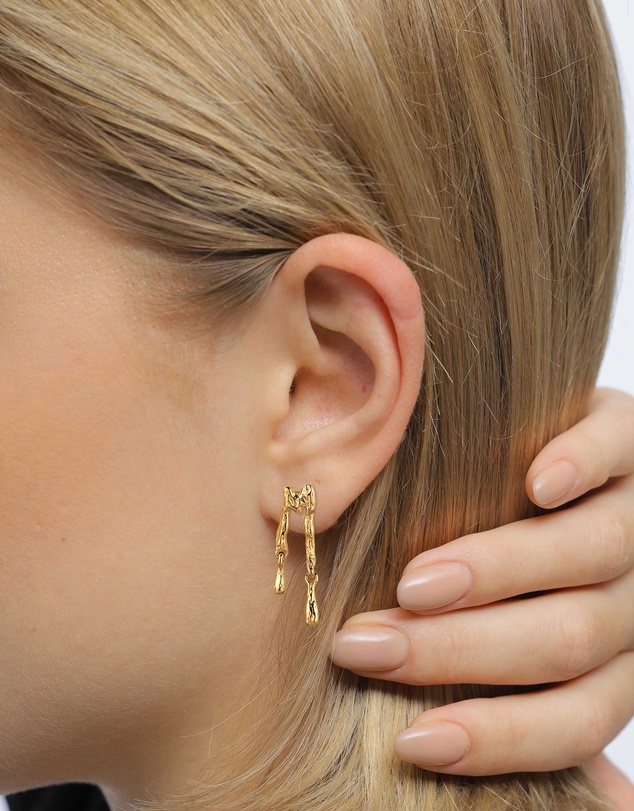 Elli Jewelry - Elli Jewelry Molten Drip Stud Earrings in Gold-Plated 925 Silver