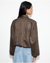Dazie - Hailey Faux Suede Bomber Jacket