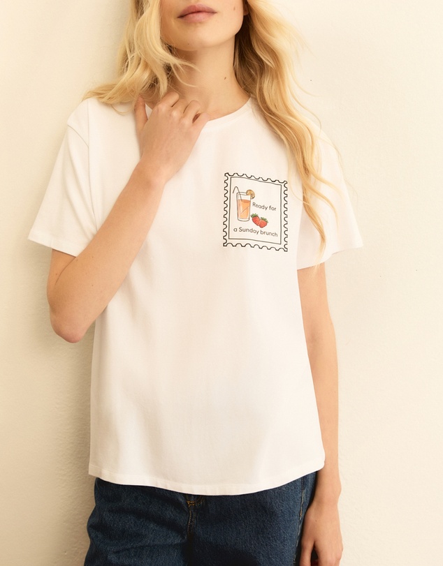 Emme - Wool White Cotton T-Shirt & Tote Set