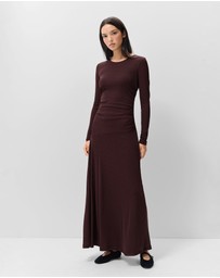 UNISON - Ruched Mesh Long Sleeve Dress