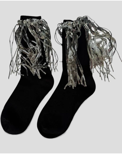 High Heel Jungle - Bowie Cotton Socks With Glitter Fringe